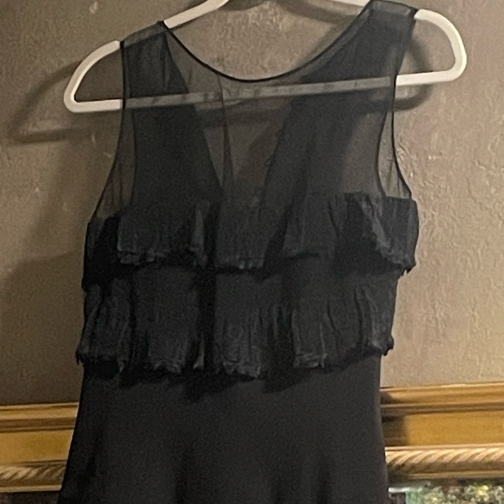 Designer Dress by Carolina Herrera Black Sleeveless Ruffled  Chiffon Dress